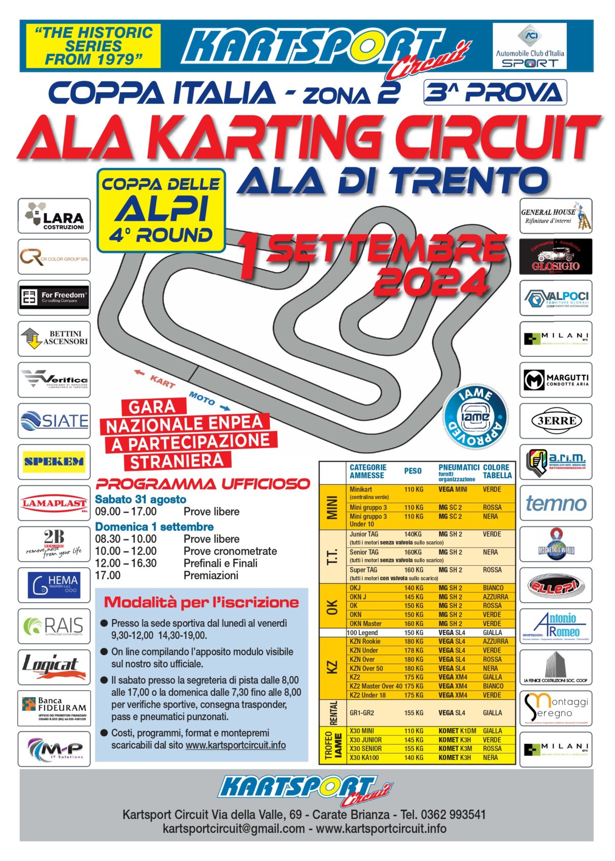 Locandina ISCRIZIONI APERTE PER GARA 1 SETTEMBRE COPPA ITALIA ZONA 2 E 5° ROUND COPPA DELLE ALPI:DI SEGUITO IL LINK PER PREISCRIVERSI OBBLIGATORIAMENTE:https://races.kartsportcircuit.info/